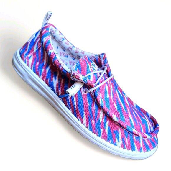 Hey Dude Wally Proud Shoes - Unisex - Mens 10 - Zumbaz / Buffalo Bills styled - Picture 1 of 5